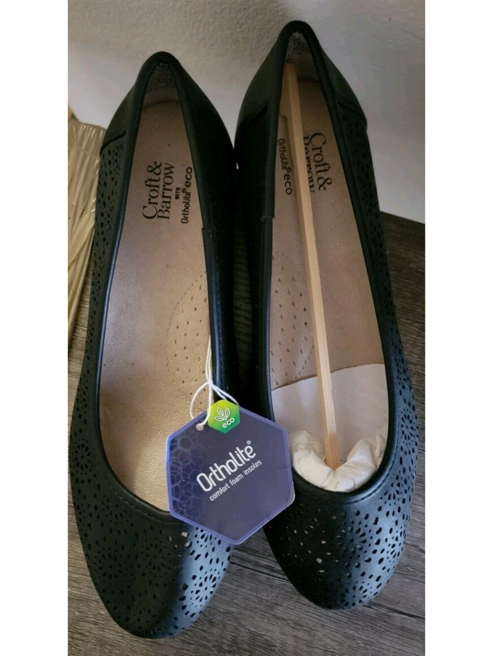 Croft & Barrow Baritone Flats Women's Size 7.5 Black Ortholite